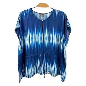 Tommy bahama blue  white batik poncho tunic swim coverup